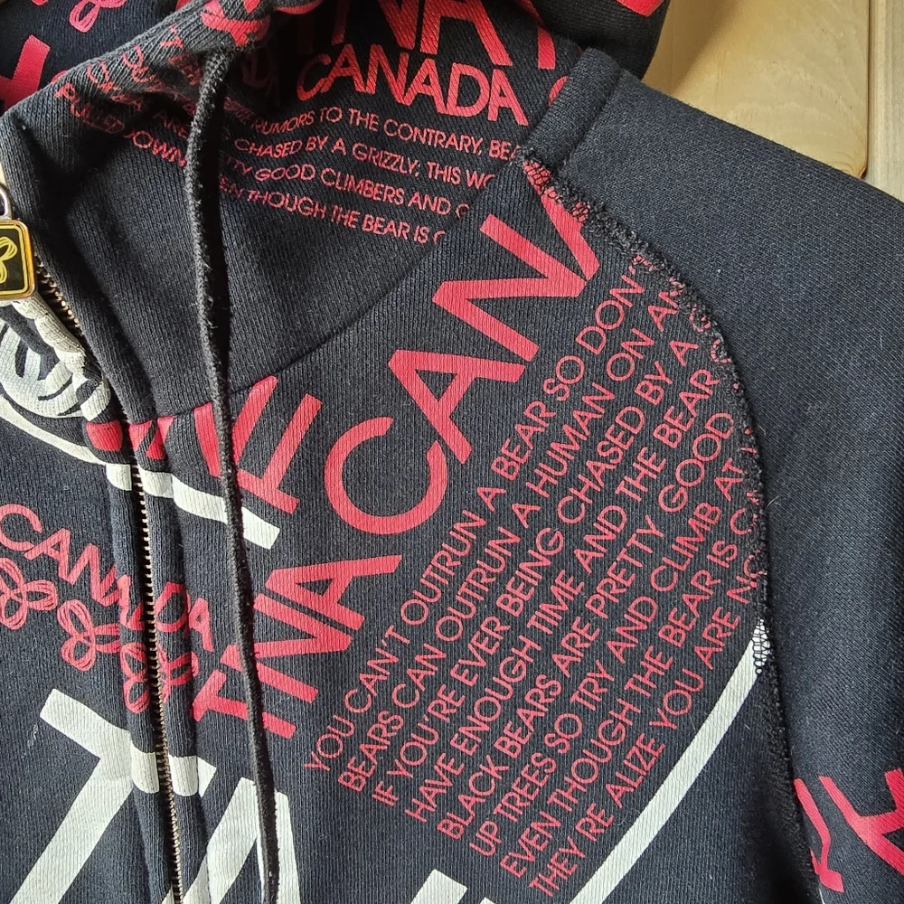 TNA Canada Zip Up Hoodie Black Red White Womens Medium - Picture 5 of 11